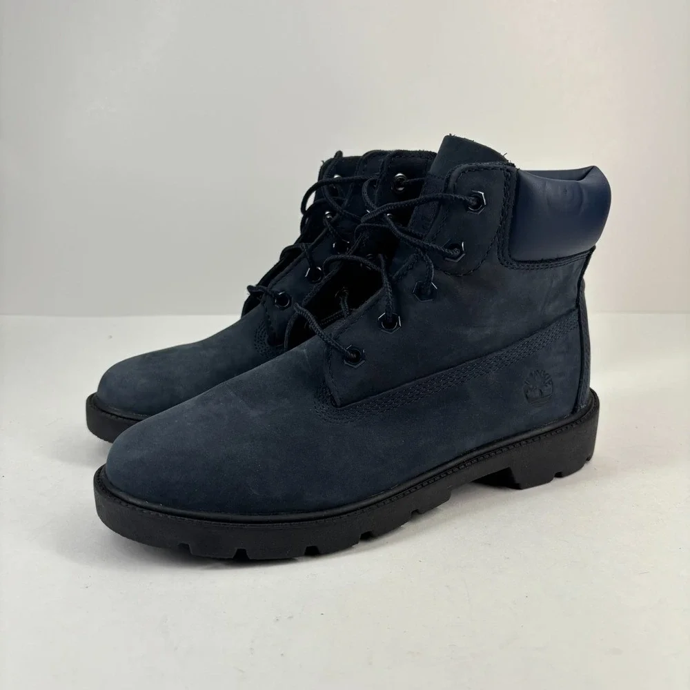 Timberland 6-Inch Youth Boys US 4 Navy Nubuck Waterproof Ankle Hiking Boot A6298